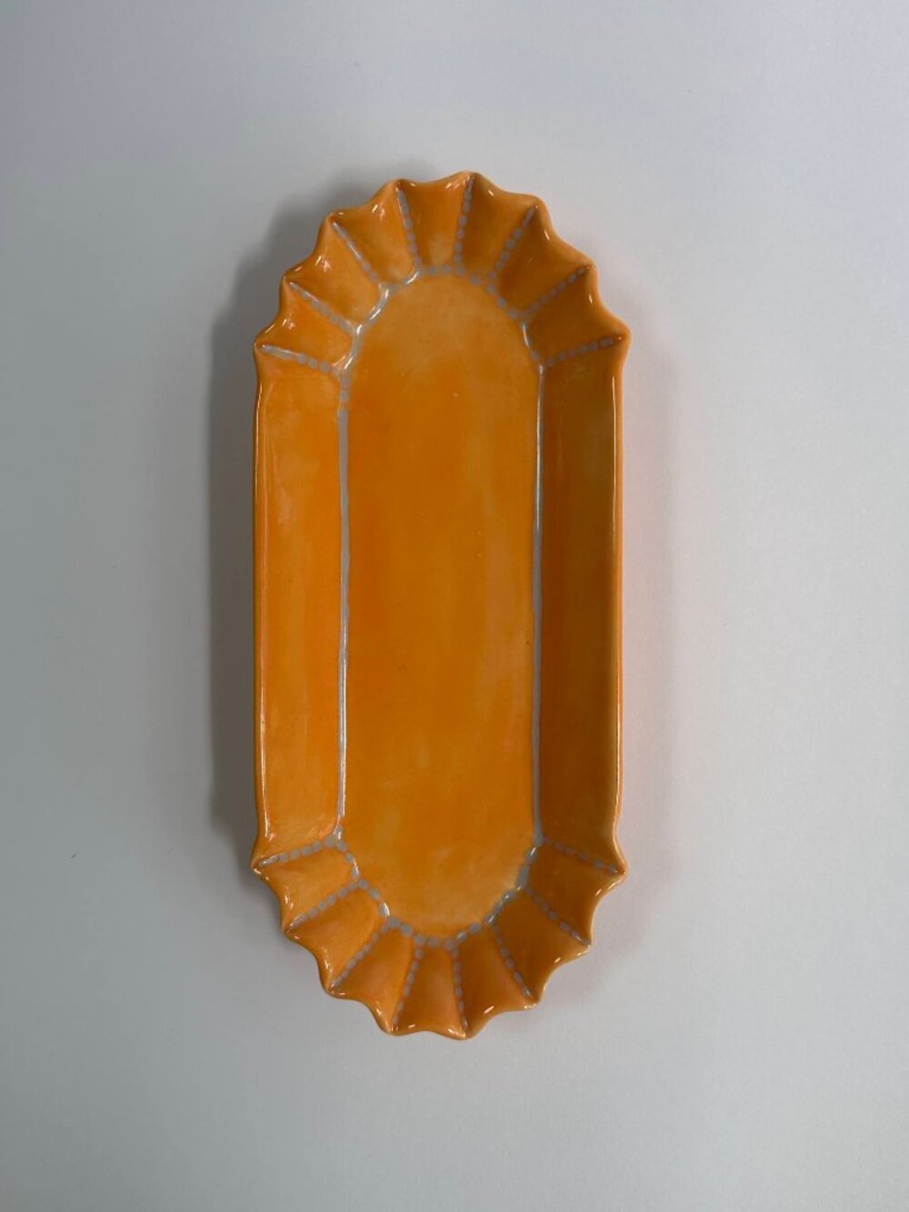 Orange Ceramic Trinket Dish | Scalloped Butter Dish | Hand Painted